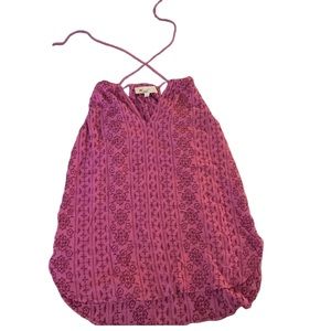 Women’s halter top Ann Taylor Loft fits like a S/M is XS pink floral embroidery